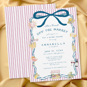 Hand Drawn Fresh Off the Market Pink Bridal Shower Invitation