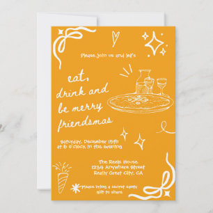 Hand Drawn Friendsmas Holiday Invitation Orange