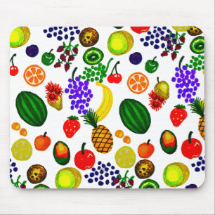 Hand Drawn Fruit Medley Pattern Mouse Mat