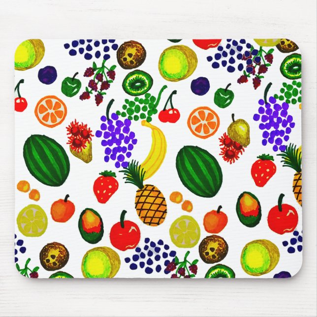 Hand Drawn Fruit Medley Pattern Mouse Mat (Front)
