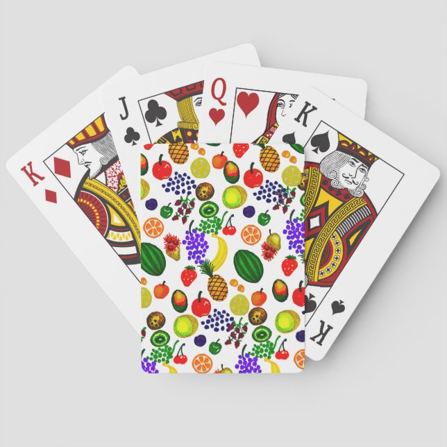 Hand Drawn Fruit Medley Pattern Playing Cards (Back)