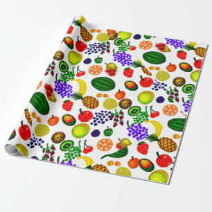 Hand Drawn Fruit Medley Pattern Wrapping Paper
