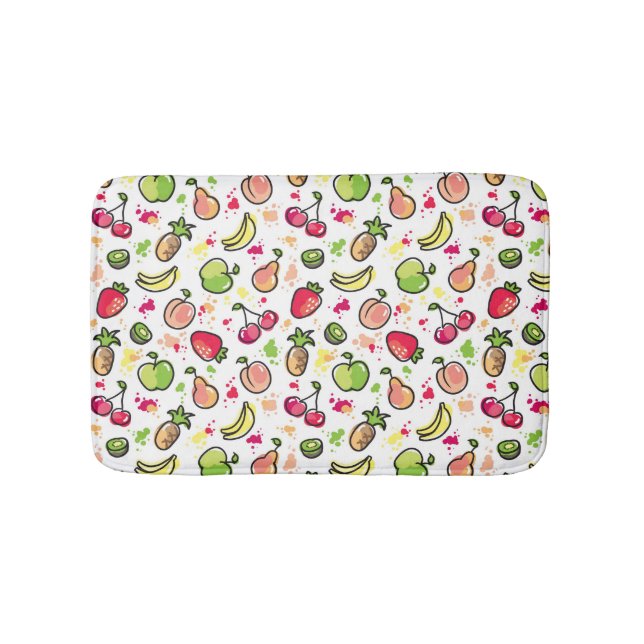 hand drawn fruits pattern bath mat (Front)