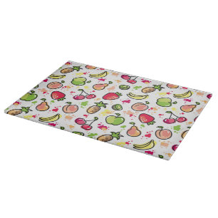 hand drawn fruits pattern cutting board