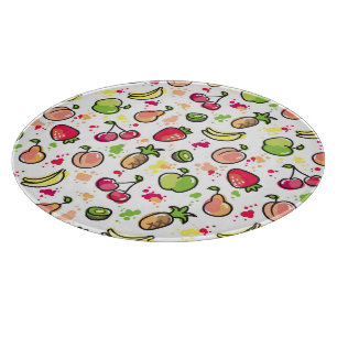hand drawn fruits pattern cutting board