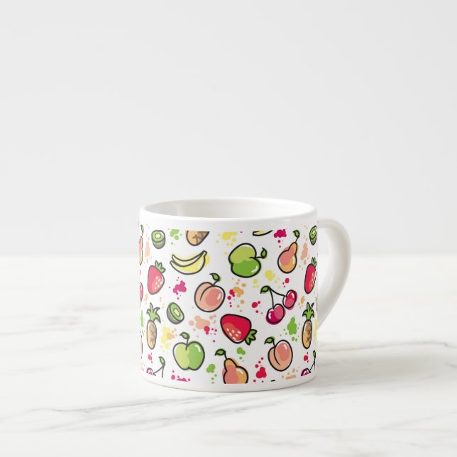 hand drawn fruits pattern espresso cup (Front Right)