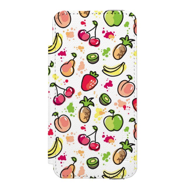 hand drawn fruits pattern incipio iPhone wallet case (Folio Front)