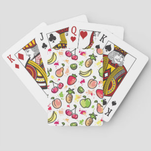hand drawn fruits pattern playing cards