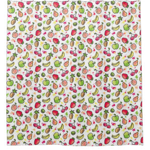 hand drawn fruits pattern shower curtain