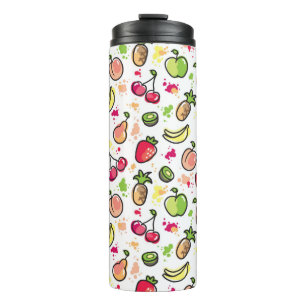 hand drawn fruits pattern thermal tumbler