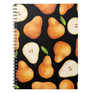 Hand-drawn fruits, realistic seamless pattern. notebook