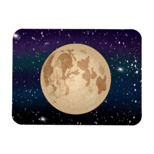 Hand drawn Full Moon and Sparkling Stars   Magnet
