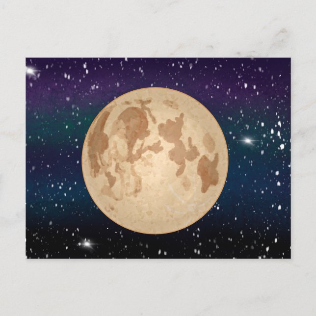 Hand drawn Full Moon and Sparkling Stars   Postcard (Front)