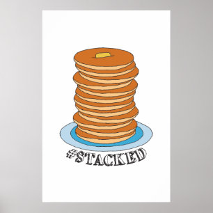 Hand-drawn Full Stack Pancakes Clipart Pancake Poster