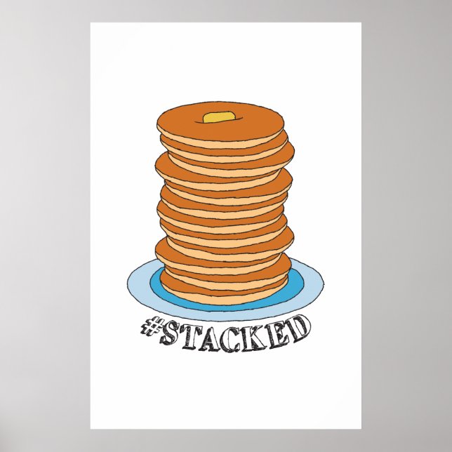 Hand-drawn Full Stack Pancakes Clipart Pancake Poster (Front)