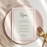 Hand Drawn Fun Colourful Pink and Green Flat Menu<br><div class="desc">Hand Drawn Fun Colourful Pink and Green Flat Menu | Handwritten French Wedding Table  Cards Flat Menu Elegant Calligraphy Eat and Drink Wedding Menus | Simple Calligraphy Rustic Wedding Menus Wedding Menus,  Rustic Wedding Menu,  Floral Wedidng Menu,  Wedding Table Menu</div>