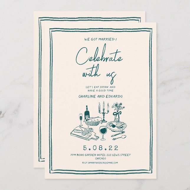 Hand drawn Funky Contemporary Wedding Invitation (Creator Uploaded)