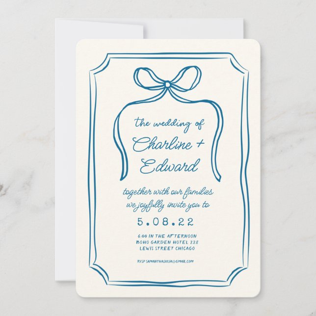 Hand Drawn Funky Drawing Handwritting Wedding  Invitation (Front)