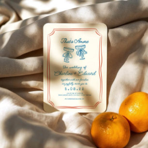 Hand Drawn Funky Drawing Handwritting Wedding Invitation