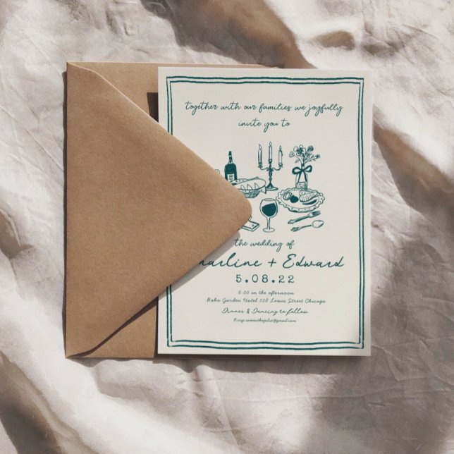 Hand Drawn Funky Drawing Handwritting Wedding  Invitation (Creator Uploaded)