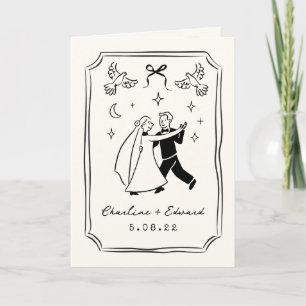 Hand Drawn Funky Drawing Handwritting Wedding Invitation