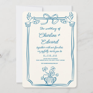 Hand Drawn Funky Drawing Handwritting Wedding  Invitation