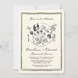 Hand Drawn Funky Drawing Rehearsal Dinner  Invitation