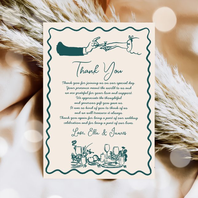 Hand Drawn Funky Drawing Wedding Thank You Card (Creator Uploaded)