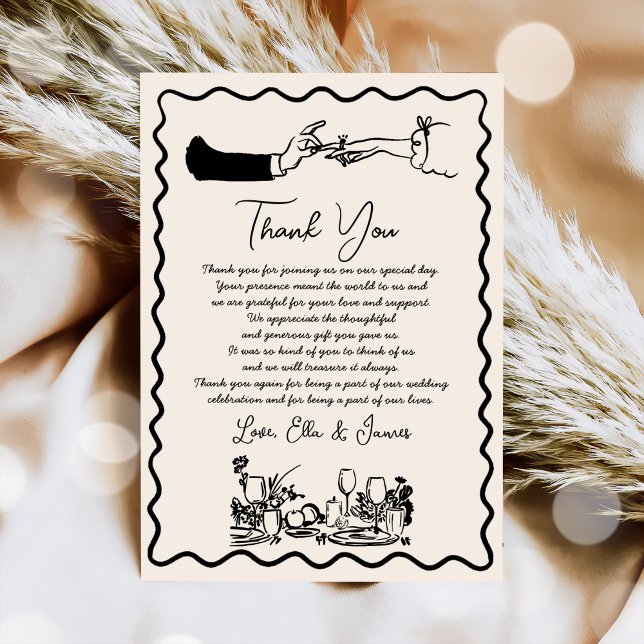 Hand Drawn Funky Drawing Wedding Thank You Card (Creator Uploaded)