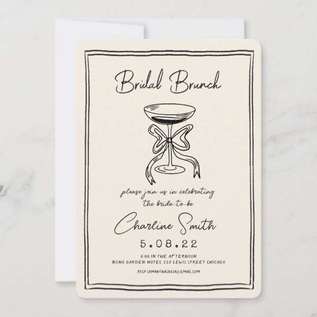 Hand Drawn Funky Handwritting Bridal Brunch Invitation (Front)