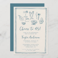 Hand Drawn Funky Nautical Beach 45th Birthday