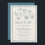 Hand Drawn Funky Nautical Beach 50th Birthday Invitation<br><div class="desc">Celebrate in seaside style with this Hand Drawn Funky Nautical Beach 50th Birthday Invitation! Featuring whimsical doodle-style illustrations of beachy, sea food, party and nautical elements, this playful design is perfect for a beach birthday bash, boating celebration, or marina party. The fun, funky aesthetic sets the tone for a laid-back...</div>