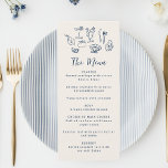 Hand Drawn Funky Nautical Birthday Wedding Party Menu<br><div class="desc">Set the tone for your celebration with this whimsical, hand-drawn nautical party menu. Featuring playful illustrations inspired by the sea—like oysters, sea shells, and festive party details—this menu adds a fun and funky touch to your birthday, wedding, or any seaside-themed event. Fully customisable with your meal selections, it's the perfect...</div>