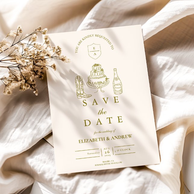 Hand Drawn Funky Western Doodle Wedding  Save The Date (Creator Uploaded)