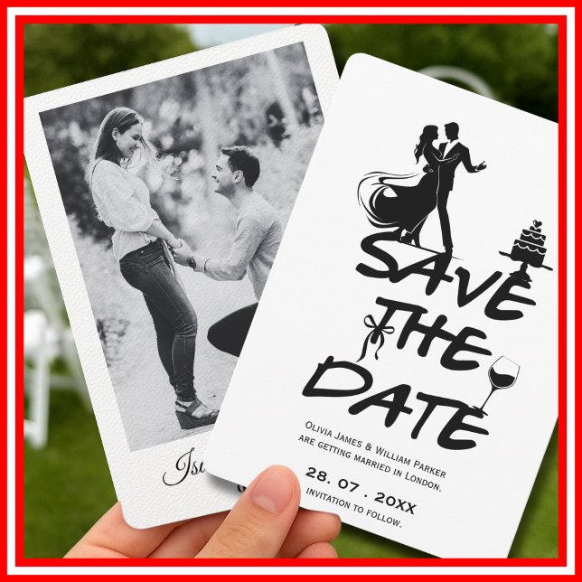 Hand Drawn Funky Whimsical Minimal Wedding PHOTO Save The Date (Creator Uploaded)