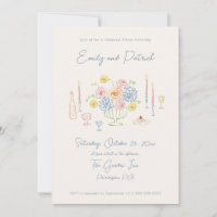 Hand drawn Funky Whimsical Pastel Rehearsal Dinner