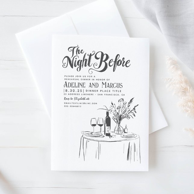 Hand Drawn Funky Whimsical Rehearsal Dinner Invitation (Hand Drawn Funky Rehearsal Dinner Invitation)