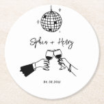 Hand drawn funky Whimsical  Wedding  Round Paper Coaster<br><div class="desc">Celebrate your wedding in style with our unique hand draw paper coaster. This design features hand drawn Bow illustration</div>