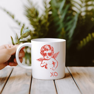 Hand Drawn Funny Romantic Cupid XO Valentines Day Mug
