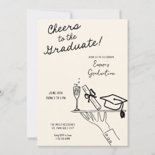 Hand drawn  funny waiter Graduation Announcement