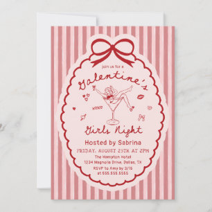 Hand Drawn Galentines Girls Night Party Invitation