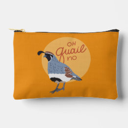 Hand-Drawn Gambel's Quail "Oh Quail No"  Accessory Pouch