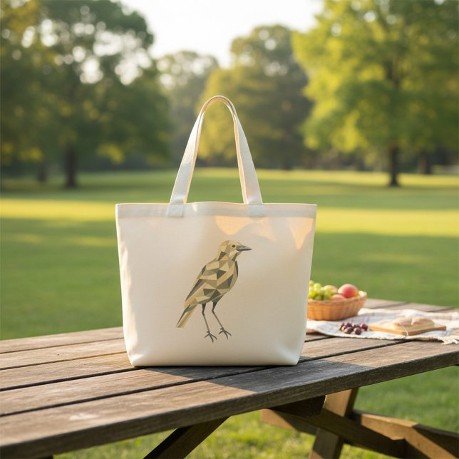 Hand-Drawn Geometric Bird Tote (Creator Uploaded)