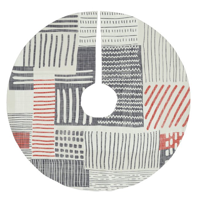 Hand-drawn geometric stripes, seamless pattern. brushed polyester tree skirt (Front)