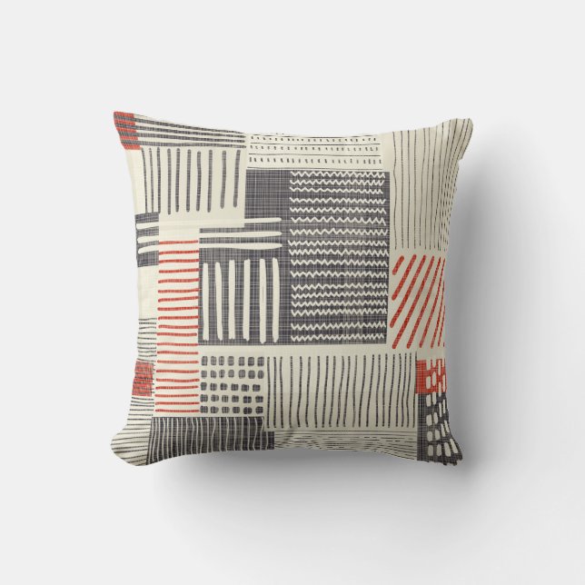 Hand-drawn geometric stripes, seamless pattern. cushion (Front)