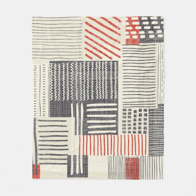 Hand-drawn geometric stripes, seamless pattern. fleece blanket (Front)