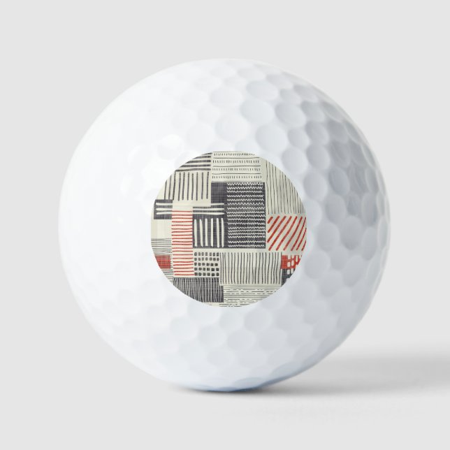 Hand-drawn geometric stripes, seamless pattern. golf balls (Front)