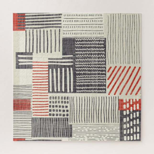 Hand-drawn geometric stripes, seamless pattern. jigsaw puzzle (Vertical)