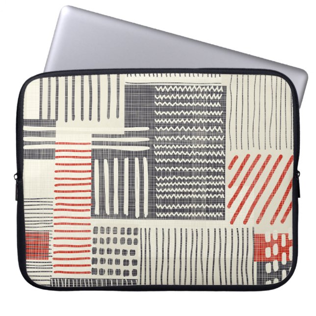 Hand-drawn geometric stripes, seamless pattern. laptop sleeve (Front)