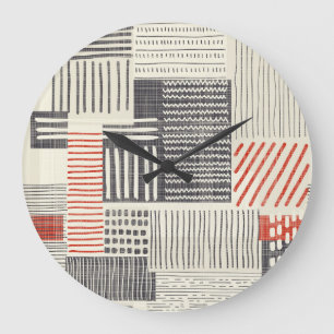 Hand-drawn geometric stripes, seamless pattern. large clock